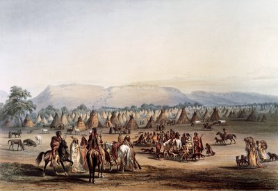 Kamp van Piekann-indianen door George Catlin